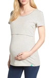 Modern Eternity Maternity/nursing Tee In Grey/ Natural