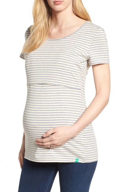 Modern Eternity Maternity/nursing Tee In Grey/ Natural