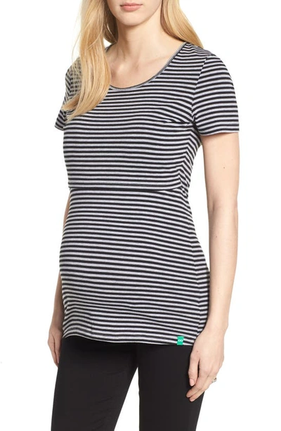 Modern Eternity Maternity/nursing Tee In Grey/ Black