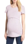 Modern Eternity Maternity/nursing Tee In Grey/ Pink