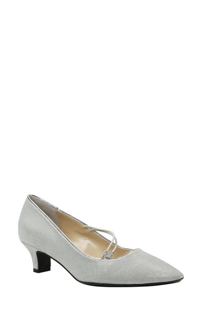 J. Reneé Idenah Pointed Toe Pump In Silver Glitter Fabric