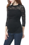 Kimi And Kai Rainey Ruched Maternity Top In Black