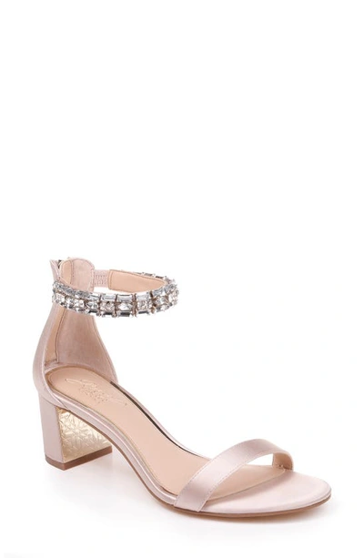 Jewel Badgley Mischka Katerina Ankle Strap Sandal In Champagne Crystal Satin