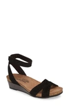 Naot Wand Wedge Sandal In Black