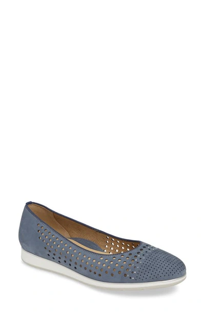 Ara Shea Flat In Jeans Nubuck Leather