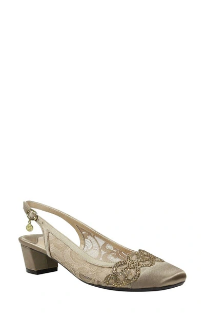 J. Reneé Faleece Crystal Embellished Slingback Pump In Beige Fabric