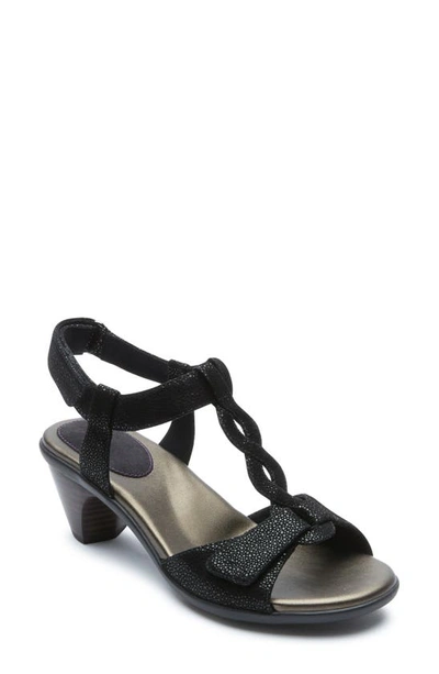Aravon Medici T-strap Sandal In Black Leather