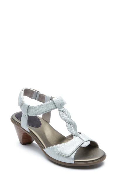 Aravon Medici T-strap Sandal In Pearl Leather