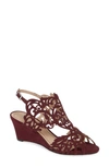 Klub Nico Marcela Laser Cutout Wedge Sandal In Wine Leather