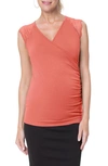Stowaway Collection Women's Chelsea Maternity Nursing Top In Coral