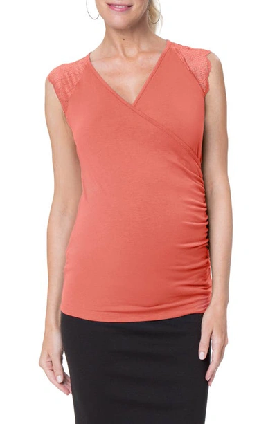 Stowaway Collection Women's Chelsea Maternity Nursing Top In Coral