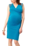 Stowaway Collection Chelsea Maternity And Nursing Dress In Teal