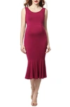 Kimi And Kai Bria Maternity Mermaid Midi Dress In Berry