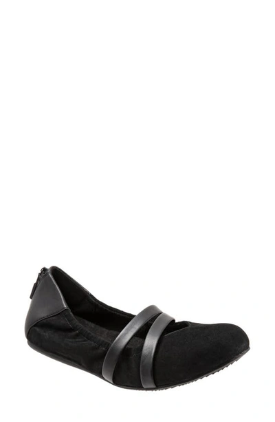 Softwalkr Sierra Flat In Black Suede