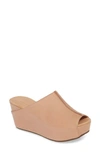 Chocolat Blu Wynn Peep Toe Mule In Nude Leather