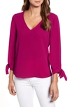 Cece Tie Sleeve Top In Plumeria