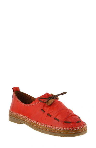 Spring Step Berna Flat In Red Leather