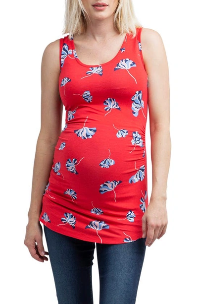 Nom Maternity Joey Ruched Maternity Tank In Poppy