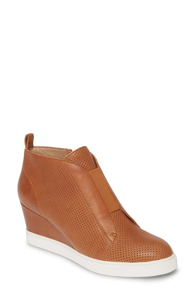 Linea Paolo Felicia Wedge Sneaker In Brown Leather