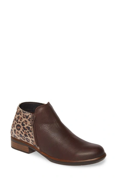 Naot 'helm' Bootie In Brown/ Cheetah Print Leather