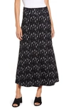 Loveappella Roll Top Print Maxi Skirt In Black/ Ivory