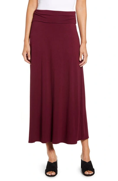 Loveappella Roll Top Maxi Skirt In Dk Burgundy