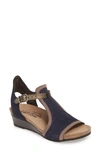 Naot Fiona Wedge Sandal In Navy/ Shiitake/ Pewter Nubuck