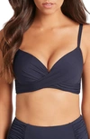 Sea Level Cross Front Molded Underwire Bikini Top In Night Sky