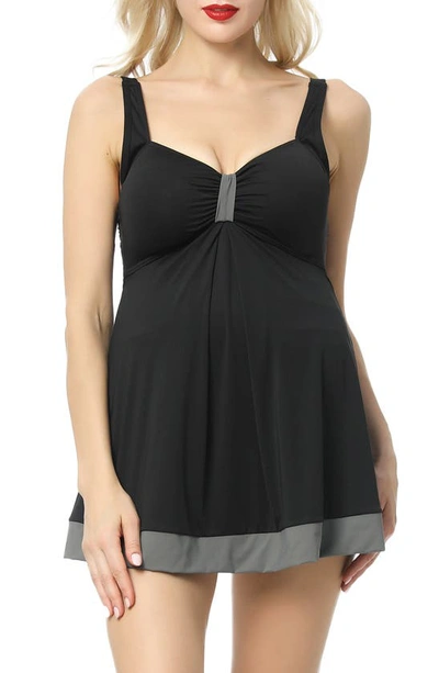 Kimi And Kai Teresa One-piece Maternity Swimsuit In Black/ Gray