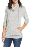 Loveappella Cross Neck Seamed Pullover In Grey