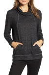 Loveappella Cross Neck Seamed Pullover In Marble Black
