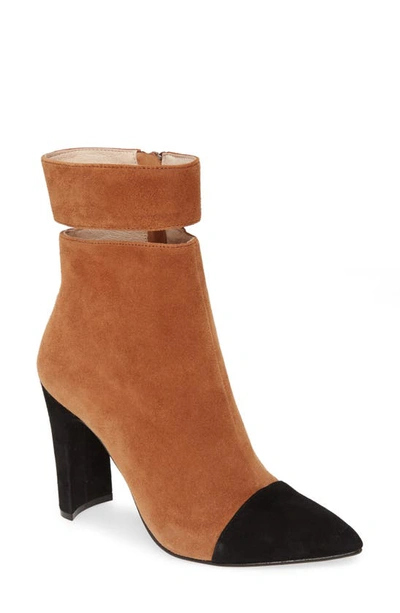 42 Gold Kiki Pointed Toe Bootie In Chestnut Suede