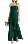 After Six Strapless High/low Matte Chiffon Gown In Hunter