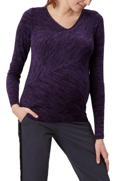 Stowaway Collection Directional Knit Maternity Top In Amethyst