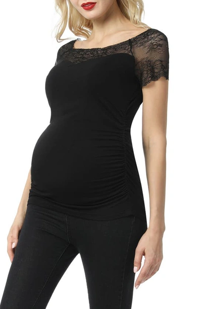Kimi And Kai Valerie Lace Maternity Top In Black