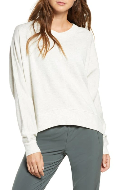 Zella Cozy Fleece High/low Sweatshirt In Ivory Egret