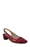 J. Reneé Faleece Crystal Embellished Slingback Pump In Burgundy Satin