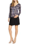 Maternal America Keyhole Maternity Dress In Autumn Blossom/ Black