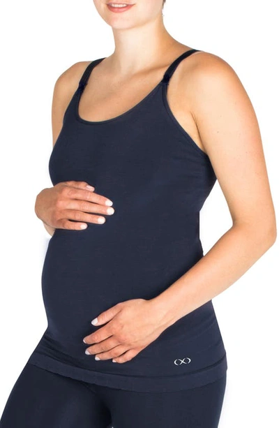 Modern Eternity Seamless Maternity/nursing Yoga Tank In Navy