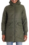 Modern Eternity 3-in-1 Hooded Maternity Puffer Jacket In Khaki Green