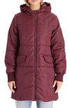 Modern Eternity 3-in-1 Hooded Maternity Puffer Jacket In Burgundy