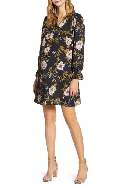 Maternal America Long Sleeve Maternity Tunic Dress In English Rose