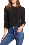 Loveappella Loveapella Cozy Crewneck Long Sleeve Top In Black