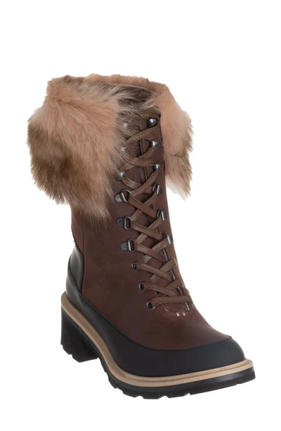 Ross & Snow Chiara Genuine Shearling Cuff Leather Boot In Espresso Leather