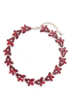 Knotty Crystal Statement Collar Necklace In Red/ Gold
