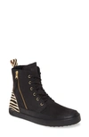 Blackstone 'cw96' Genuine Shearling Lined Sneaker Boot In Black Zebra Print Leather