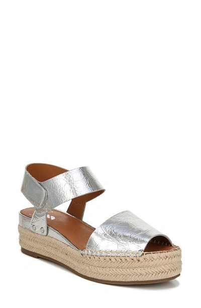 Sarto By Franco Sarto Oak Platform Wedge Espadrille In Silver Leather