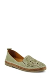 Spring Step Ingrid Flat In Olive Green Leather