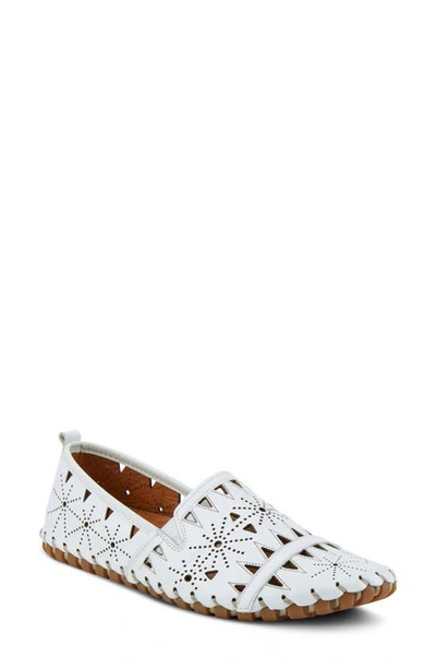 Spring Step Solela Laser Cut Leather Flat In White