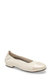 David Tate Nicole Cap Toe Flat In Bone Leather